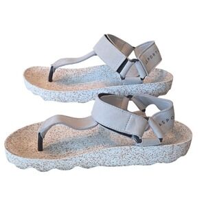 ASPORTUGUESAS Cork Footbed Platform Sandals Women Size 41 Beige Speckled